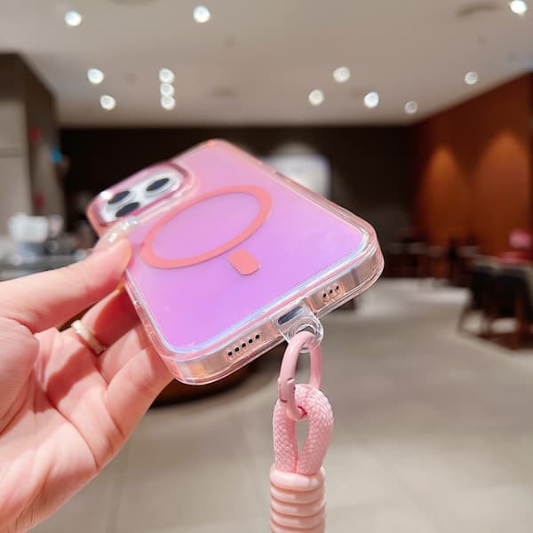 iPhone 17 Skal med Handledsrem - Bright Shadow Magsafe Missfärgning Blå