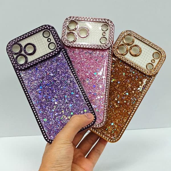 iPhone 18 Pro Max / iPhone 17 Pro Max Skal med Diamant Glittrande Paljetter TPU Guld