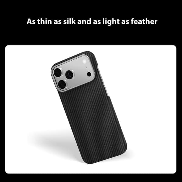 iPhone 17 Pro Max Skal - 600D Fin Korn Kolfiber med MagSafe Svart