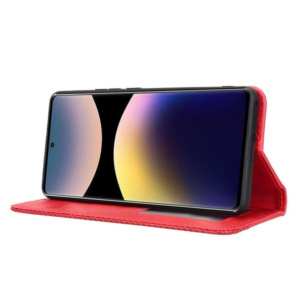 Redmi Note 14 Pro 4G - Magnetisk Spänne Retro Textur Läder fodral Röd