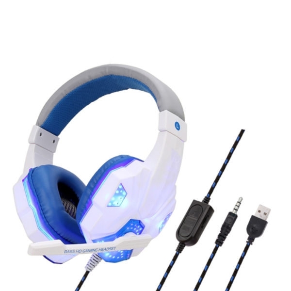 Soyto SY830 Datorspel Ljusstarkt Trådbundet Headset, Färg: För PS4 Vit blå