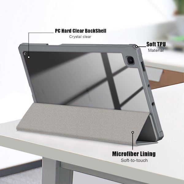 Samsung Galaxy Tab S6 Lite 3-Fold Smart Läderfodral Grå