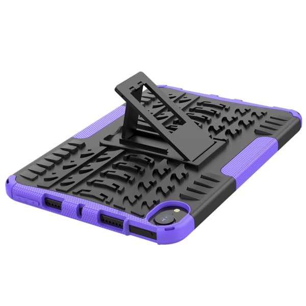 iPad mini 6 / mini 2024 Skal med Däcktextur TPU + PC Stötsäker Tablet Case med Ställning Purpur