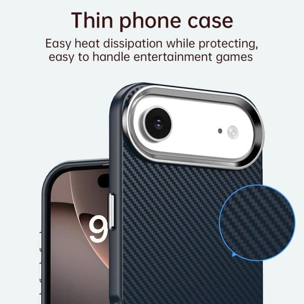 iPhone 17 Air Skal - Kolfiber Series IMD Blå