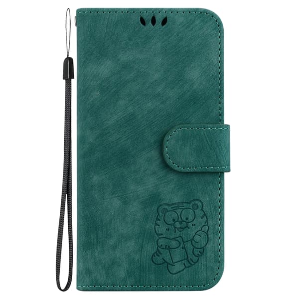 Redmi Note 14 5G - Litet Tiger Prägling Läderfodral Grön
