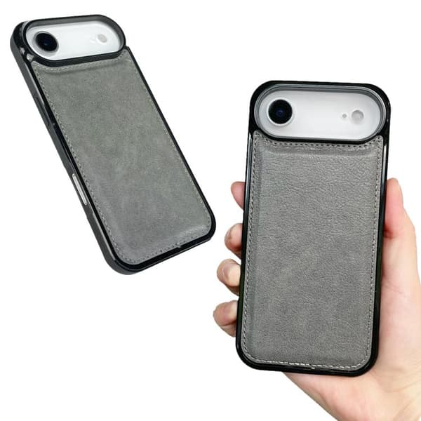 iPhone 17 Air Skal - äkta läder med textur Grå