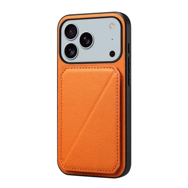 iPhone 17 Pro Skal - kalvtextur med dubbla kortfack Orange