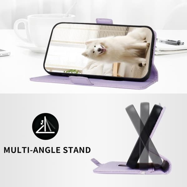 iPhone 18 Pro Max / iPhone 17 Pro Max Skal läderfodral med sidobuckle S-kurva Purpur