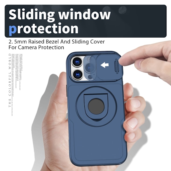 iPhone 16 Pro Camshield MagSafe Ring Holder Armor Skal Blå