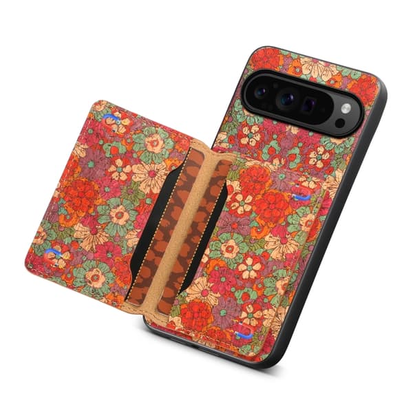 för Pixel 9 Pro Skal med Kortfack - Elegant och Praktisk Mobilskydd Sommarröd