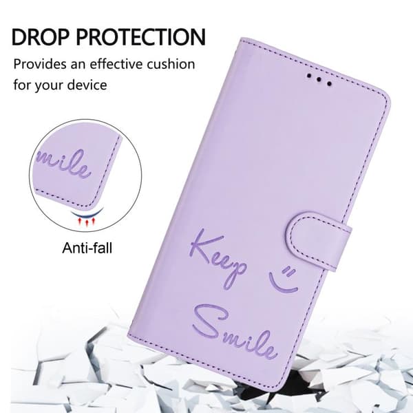 Redmi K80 5G / K80 Pro 5G - RFID Läderfodral med Smile Embossing Ljuslila