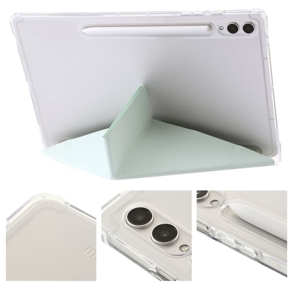 Samsung Galaxy Tab S9 FE+ Klart Akryl Läderfodral Grön