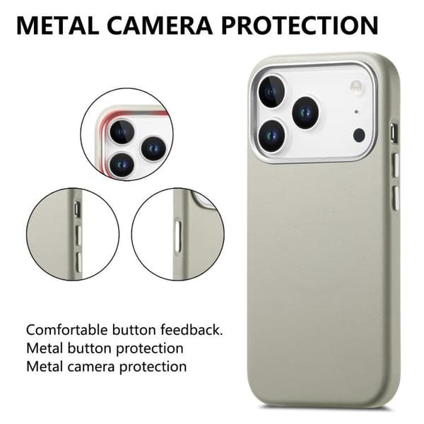 iPhone 18 Pro Max / iPhone 17 Pro Max Skal med elektropläterade metallknappar och MagSafe Vit