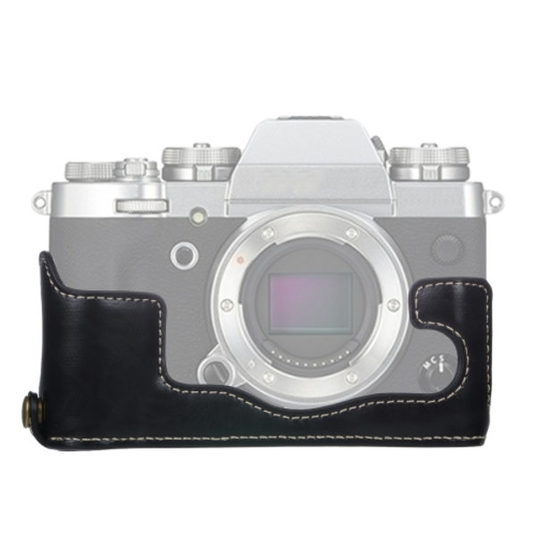 1/4 tums gängad PU-läder kamerahalfodral bas för FUJIFILM X-T3/X-T2 Svart