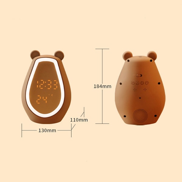 Björnalarmklocka LED Digital Tyst Sänglampa Bluetooth Högtalare USB Laddning Barn Cartoon Nattlampa(Bluetooth+Liten Programversion)