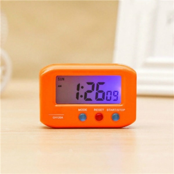 Bärbar fickstorlek digital elektronisk resealarmklocka Bilar Elektronisk Luminous Stoppur LCD-klocka (Gul)