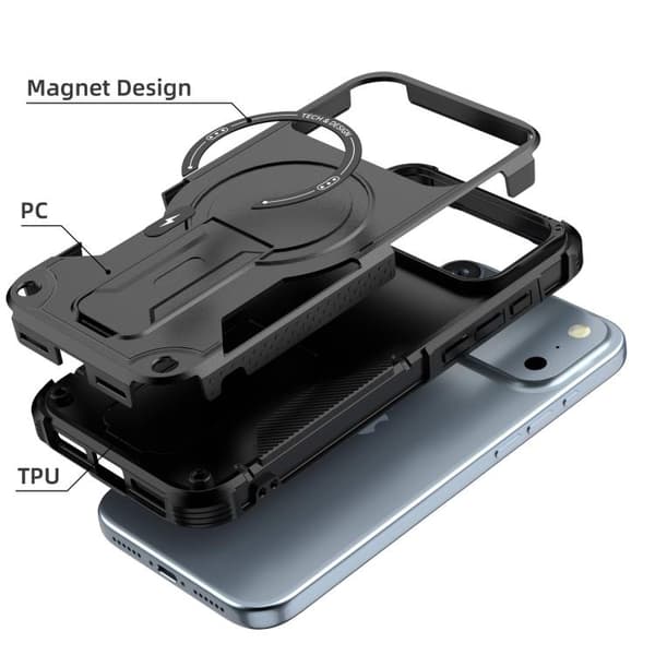 iPhone 18 Pro Max / iPhone 17 Pro Max Skal med Armor MagSafe Hållare - PC Hybrid TPU Svart