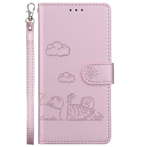 Redmi Note 14 Pro / Note 14 Pro+ 5G Söt Katt RFID Läder fodral Roséguld
