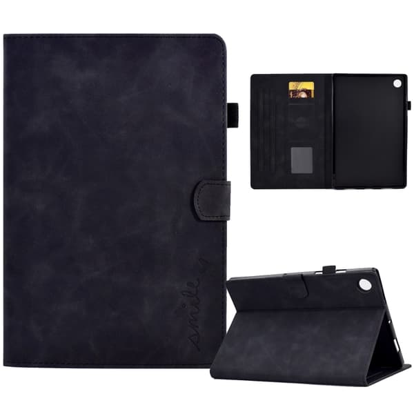 Samsung Galaxy Tab A9+ / A11+ Flip Smart Läderfodral med Prägling Svart
