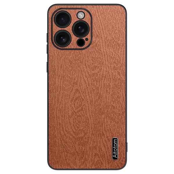 iPhone 16 Pro Tree Bark Läderfodral - Stöttålig Skal Brun