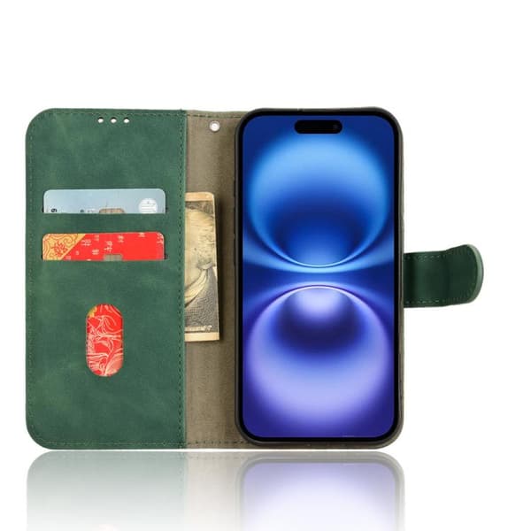iPhone 17 Skal läderfodral med magnetisk flip Grön