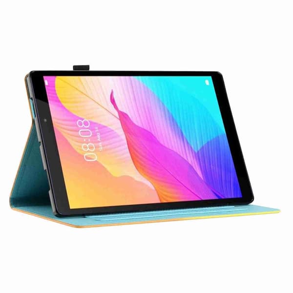 Samsung Galaxy Tab A9 / A11 Smart läderfodral med marmor mönster Guld Blå