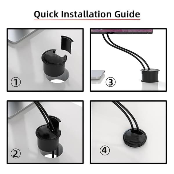 USB 3.0 + USB-C + 3.5mm Grommet Hub - 1.2m Cable, 5Gbps, Easy Installation, Desk Organizer