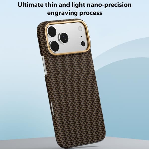 iPhone 18 Pro Max / iPhone 17 Pro Max Skal - metallram med nanofiber och MagSafe magnetisk Guld