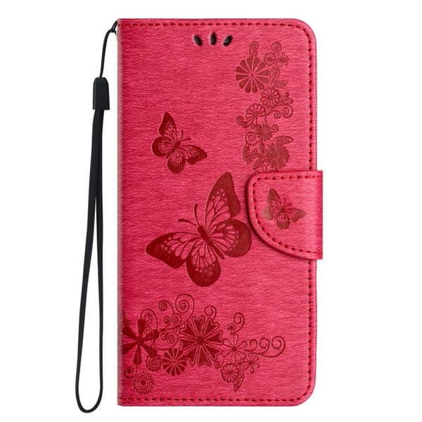 Redmi Note 14 5G - Flip Läderfodral med Fjärilsprägling Röd