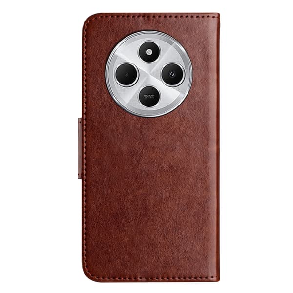 Redmi Note 14 Pro+ 5G - Flip Läderfodral med Fjäril Blommönster Brun
