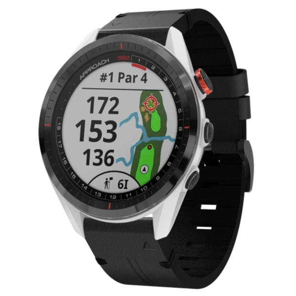 För Garmin Approach S62 22mm läder stålspänne watch Black