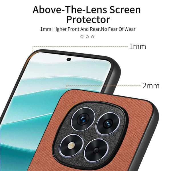 Redmi Note 14 Pro+ 5G - Twill Tyg Läder Skal Brun