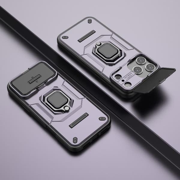 iPhone 18 Pro Max / iPhone 17 Pro Max Skal med Sliding Camshield TPU + PC Stötsäker med Hållare Purpur