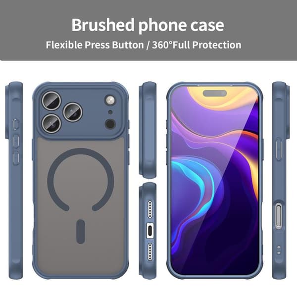 iPhone 18 Pro Max / iPhone 17 Pro Max Skal Fan Dun Series TPU Hybrid PC Frosted Magsafe Blå