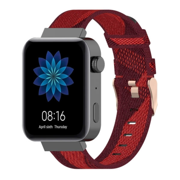 18 mm Stripe Weave Nylon Watch för Xiaomi Mi Watch, Garmin Vivomove 3s / Vivoactive 4s Red