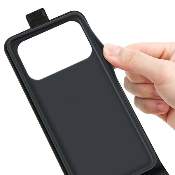 iPhone 18 Pro / iPhone 17 Pro Skal Läderfodral med Textur och Vertikal Flip Svart