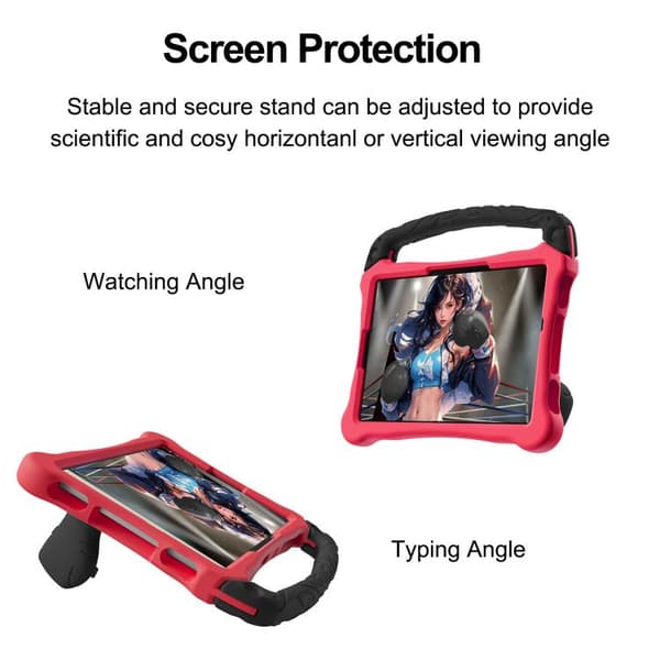 Samsung Galaxy Tab S9 FE Shockproof Kickstand Case med Axelrem Röd Svart