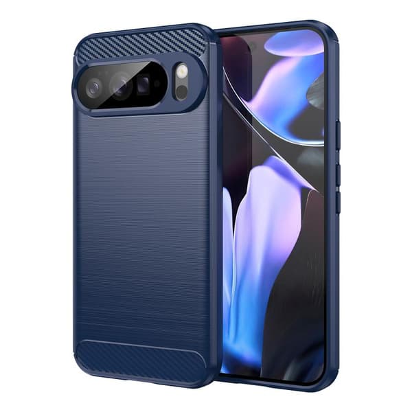 för Pixel 10 Pro XL Skal i Kolfiber Borstad Textur TPU Blå