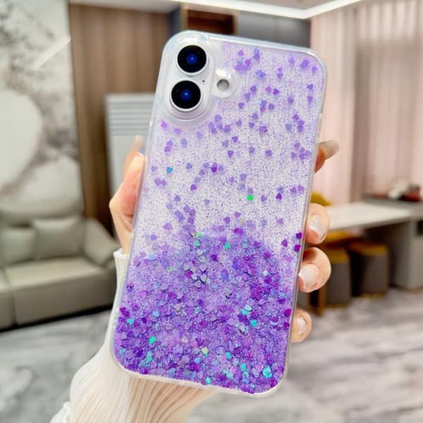 iPhone 17 Skal med Glittrande Gradient - Epoxy TPU Purpur