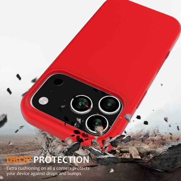 iPhone 17 Pro Shockproof Silikon Skal med MagSafe Röd