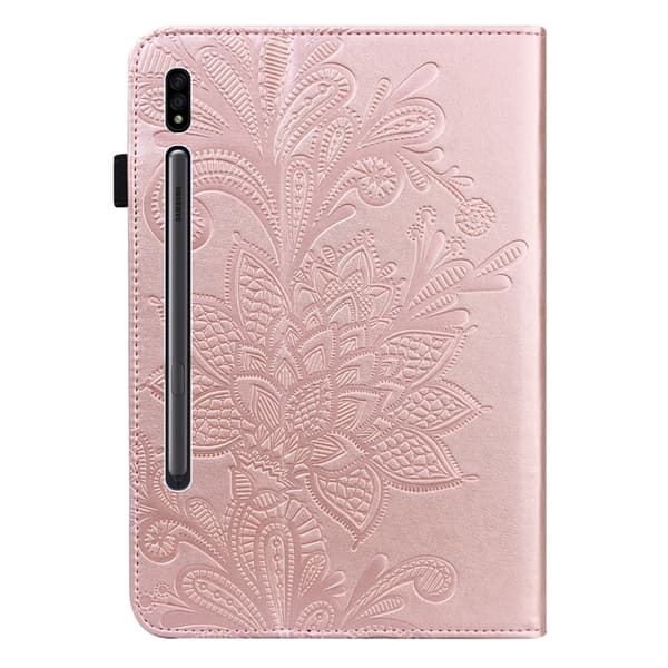 Samsung Galaxy Tab S8 Läderfodral med Blommönster Guld