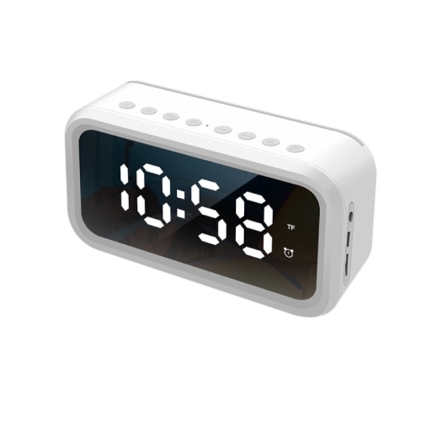FY101 Laddningsbar Bluetooth-högtalare Radiolarm Spegel Elektronisk klocka (Vit)