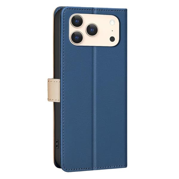 iPhone 18 Pro Max / iPhone 17 Pro Max Skal Läderfodral med Färgmatchning och RFID Antistöld Blå