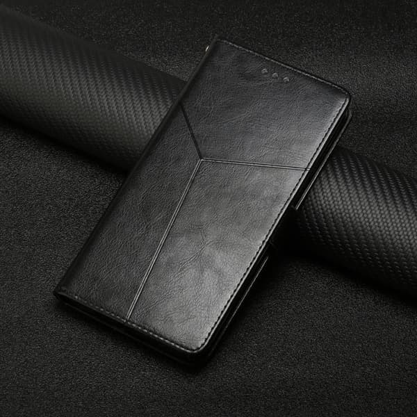 iPhone 17 Pro Max Skal läderfodral med Y-formad mönster Svart