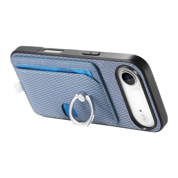 iPhone 17 Air Skal med kolfiber ring och sidofack för kort, MagSafe Blå