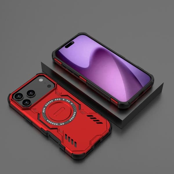 iPhone 18 Pro Max / iPhone 17 Pro Max Skal med Butterfly Armor MagSafe Magnetring och Stötskydd Röd