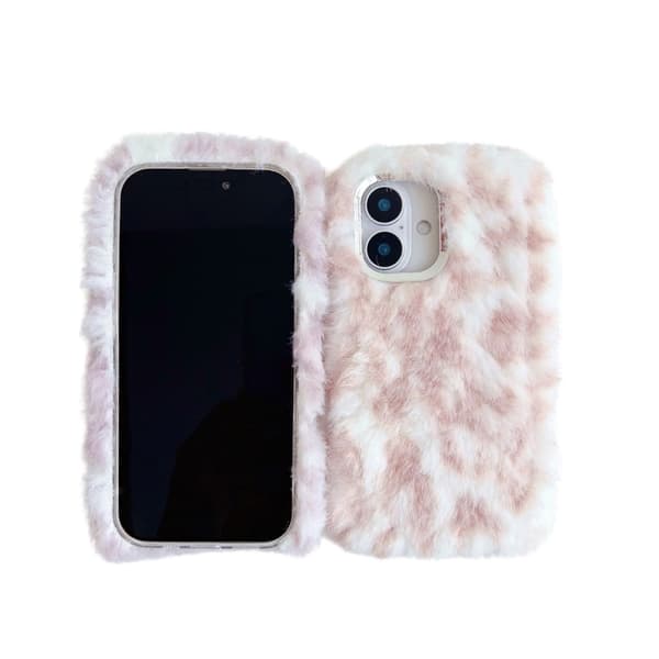 iPhone 16 Pro Leopard Print Plush TPU Skal Ljusgul