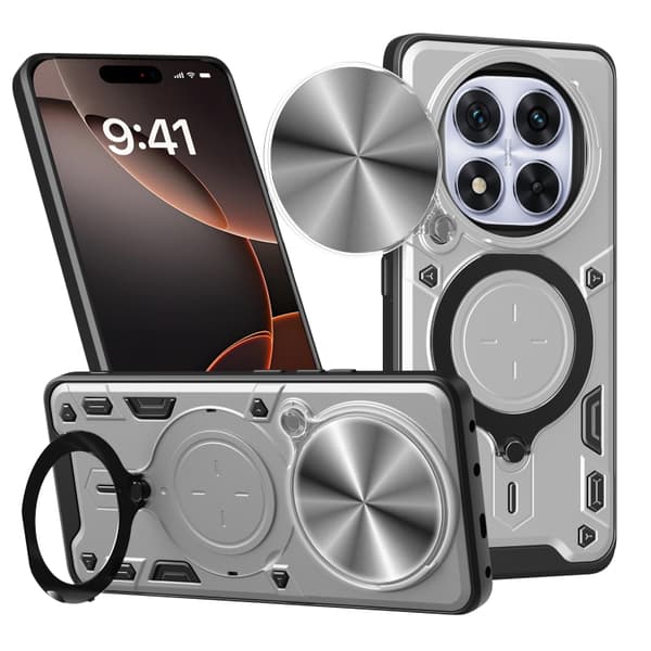 Redmi Note 14 Pro 5G - CD-textur Slidande Camshield Magnetisk Hållare fodral Silver