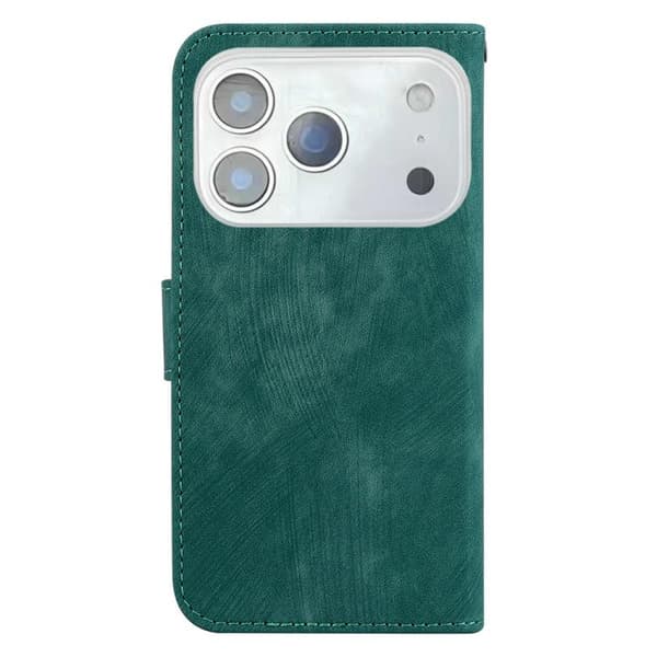 iPhone 17 Pro Max Skal läderfodral med liten tigerprägling Grön