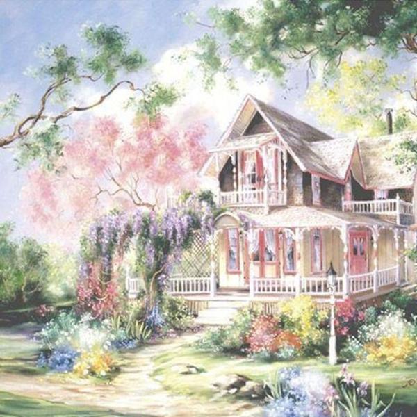 5D DIY Diamond painting - Stuga i skogen